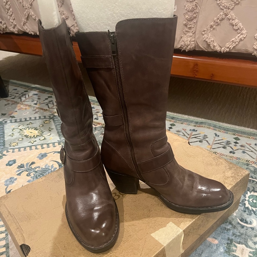 Born Dark Brown Heeled Boots